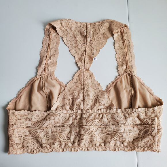 Free People Galloon Raceback Nude Lace Bralette L Lace Neutral Romantic Feminine - Picture 5 of 8